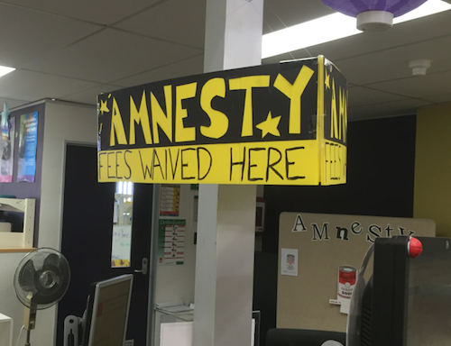 Library Amnesty Sign