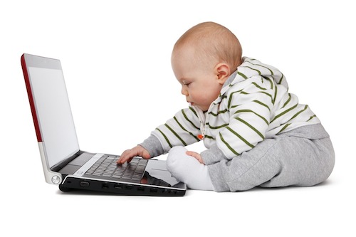 baby on computer