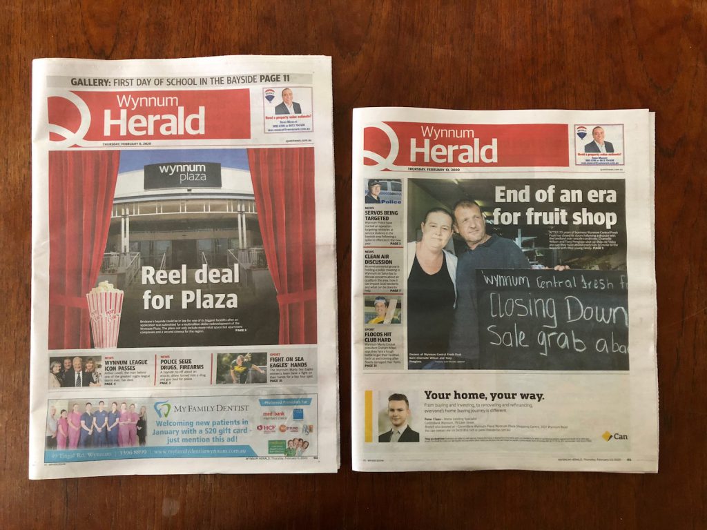 Old and new Wynnum Herald format